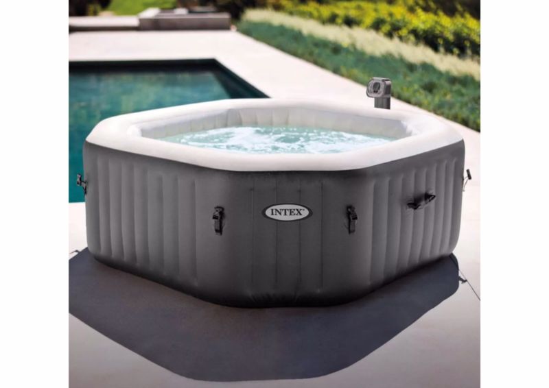 Intex 120 Bubble Jets 4-Person Octagonal Portable Inflatable Hot Tub ...