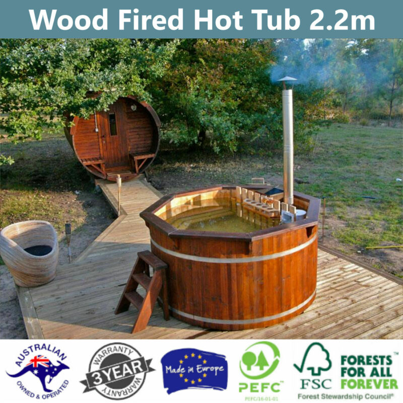 Wood Fired Hot Tub Outdoor Spa Bath Barrel Wood Burning