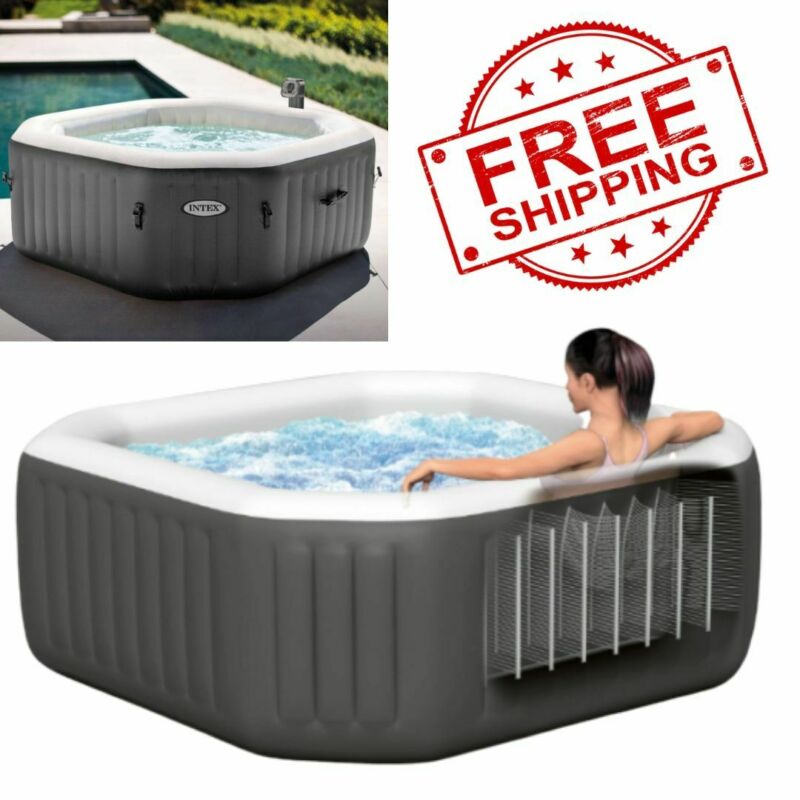 Intex 4 Person Octagonal Garden Portable Inflatable Hot Tub Spa 120