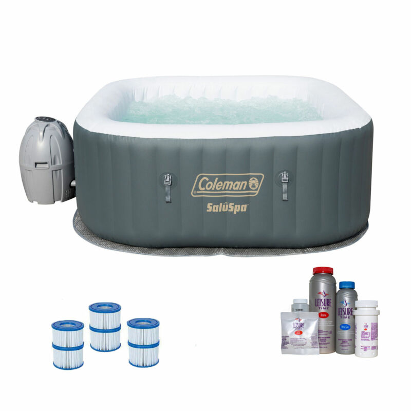 Coleman Saluspa Inflatable Jacuzzi Hot Tub W/ Spa Bromine Kit & Filter ...