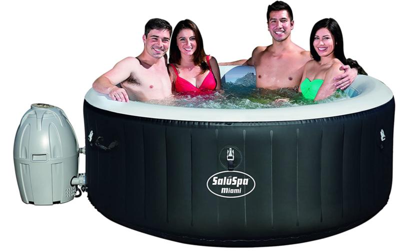 Bestway Saluspa Inflatable Family Hot Tub, Miami 4person, Black W/ Cover & Pump for sale from