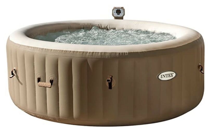 Intex. Beige Pure Spa 6 Person Bubble Therapy Hot Tub With Lid for sale ...