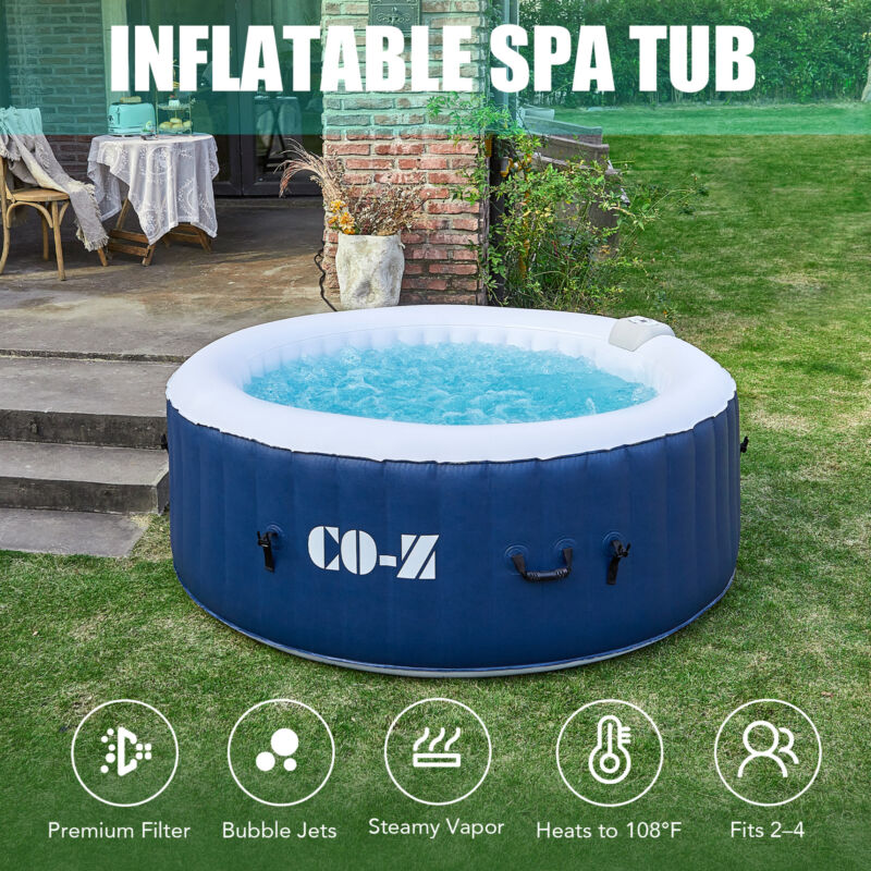 6x6ft Inflatable Spa Tub Portable Jacuzzi With 120 Jets & Air Pump ...