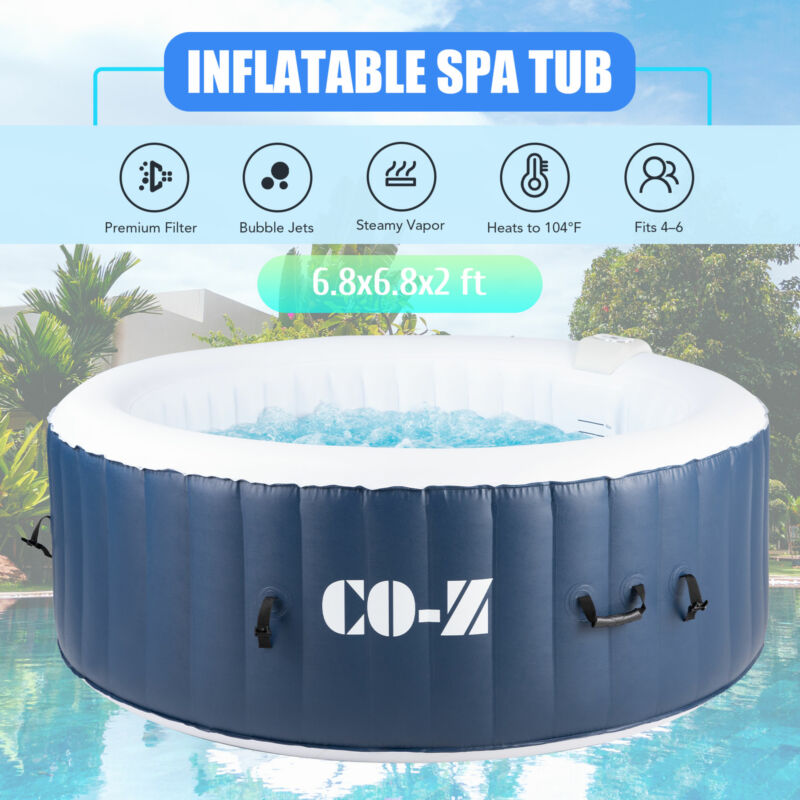 6.8x6.8ft Inflatable Hot Tub For 4-6 Portable Jacuzzi For Patio