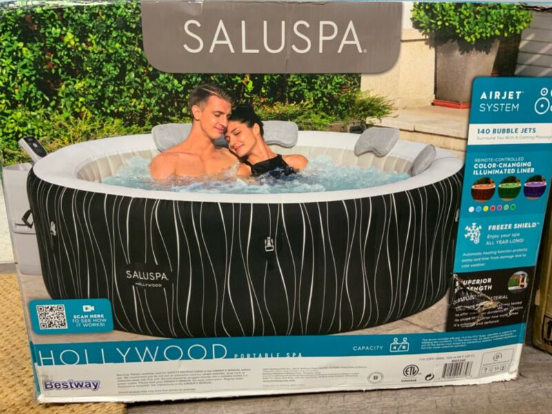 Nib Bestway Saluspa Hollywood Airjet Inflatable Lighted Hot Tub Color