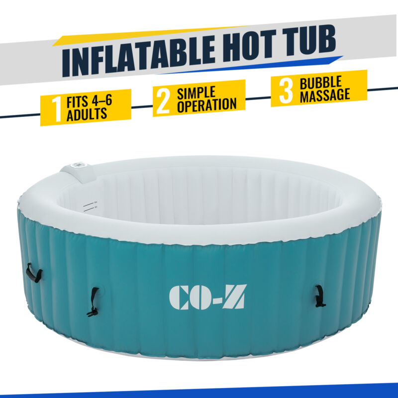 Portable Hot Tub With Bubble Jets Auto Pump 6 Person 7' Inflatable Hot ...