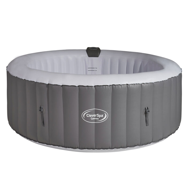 Cleverspa Cannes 4 Person Inflatable Hot Tub | Grey Leatherette | Free ...