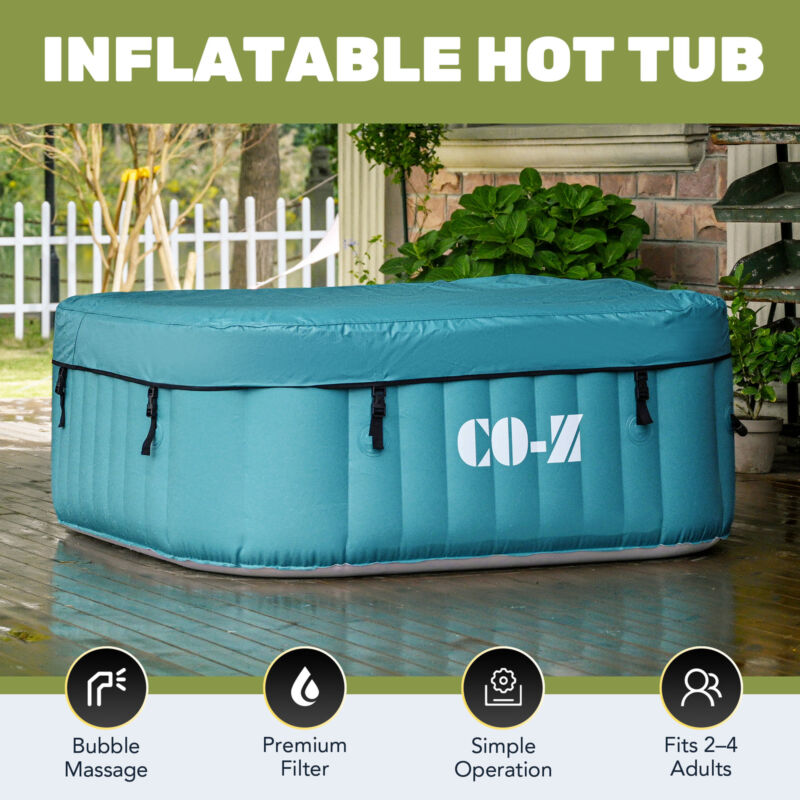 4 Person 5x5ft Blow Up Hot Tub Outdoor Bathtub And Pool With Massage